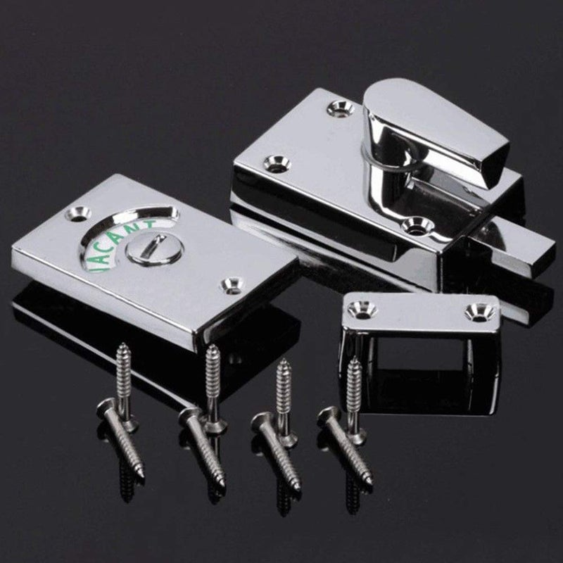 LVOERTUIG Door Lock Indicator,Toilet Bathroom Lock Vacant/Engaged Chrome Latch Indicating DeadBolt Public Restroom Toilet Privacy Partition Door Lock Latch (Satin Nickel) - Image 5